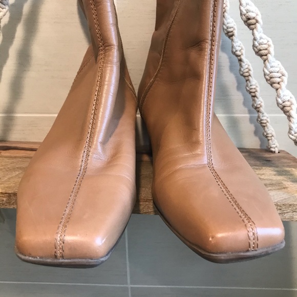 Nine West Tan Leather Zip Ankle Boots - Picture 10 of 10